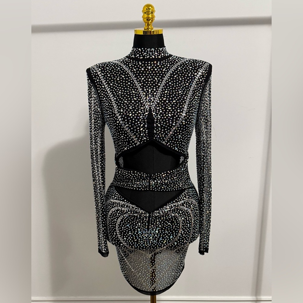 Posh by V | Black and Silver crystal Dress | Size large